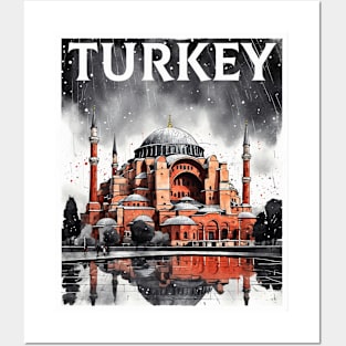 Hagia Sophia Mosque Turkey Rainy Day Vintage Retro Travel Tourism Posters and Art